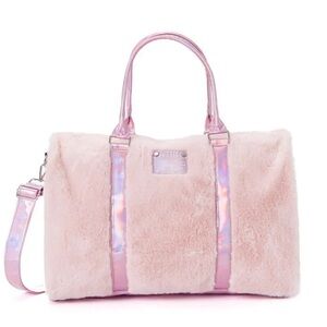 Justice Duffel Handbag Pink Faux Fur NWOT